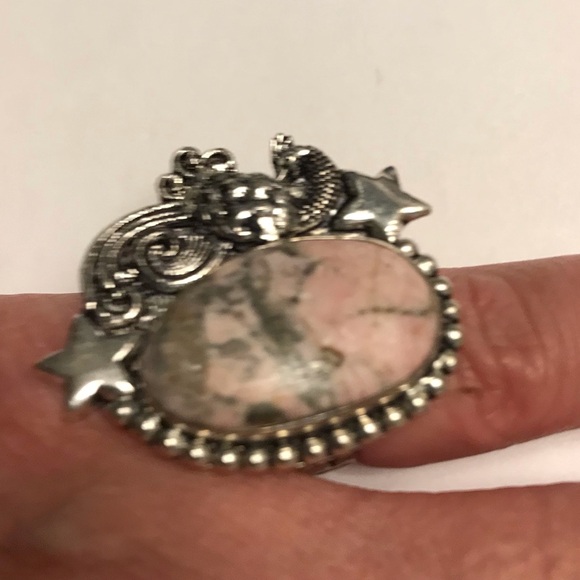 Pink Peruvian Opal 925 Sterling Silver Ring - Picture 1 of 4